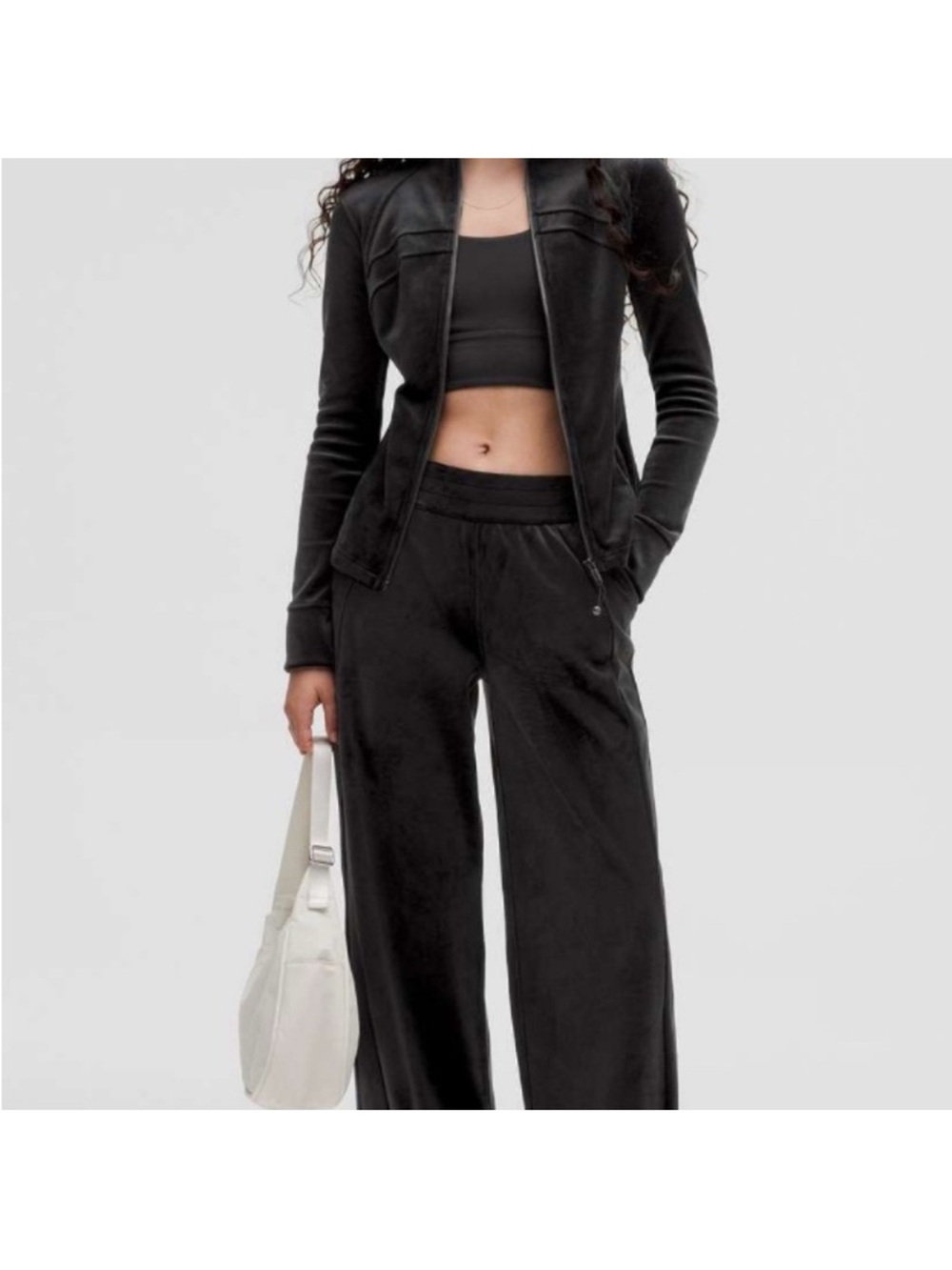 Lululemon Scuba Cord- Wide-Leg Black Lounge Pants with Elastic Waist